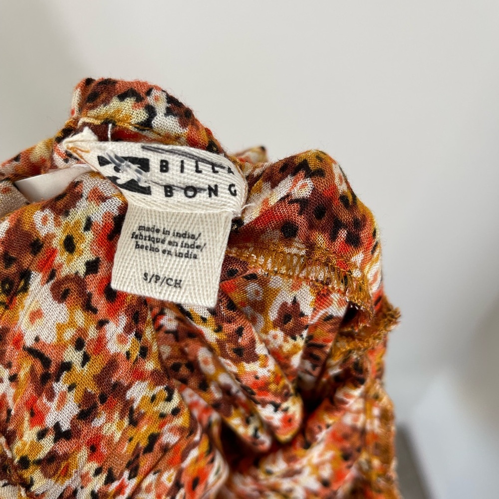 Billabong Floral Fit Long Sleeve Mini Dress Beach Tropical Size SP NWOT - Picture 13 of 13